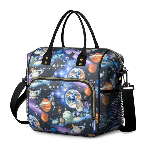 Celestial Nebula Insulated Lunch Bag – Leakproof Dual Compartment Cooler Tote with Galaxy and Starry Night Designs for Sci-Fi Enthusiasts