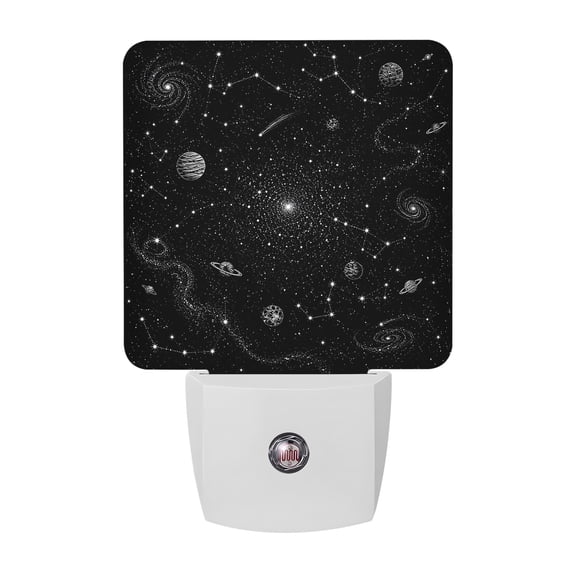 Celestial Night Lights, Modern Minimalist Black White Night Sky Planet Star Smart Auto Dusk to Dawn Sensor Nightlights Plug-in Nightlight for Bedroom Bathroom Living Room Kitchen Hallway