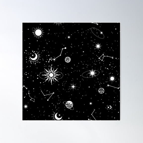 Celestial Night Sky - Mystical Stars & Constellations Poster Wall Art, Modern Wall Decor For Living Room Bedroom, 30x30 UNFRAMED