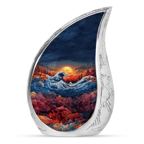 Celestial Ocean Waves Burial Urns For Human Ashes Adult Female - Small Decorative Urn For Human Ashes - 3 Inch 1 Pcs