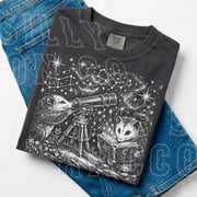 Celestial Opossum Telescope Shirt Retro Night Sky Graphic Tee Funny Possum Lover Gift Dark