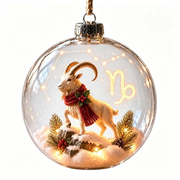 Celestial Ornament, Christmas Ball Astrology Bauble, Clear 3 Inch Animal Symbol Decoration for Tree Wreath Window Mantel and Holiday Gift Display, One Selected Sign
