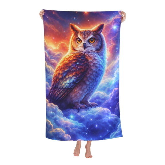 Celestial Owl Galaxy Bath Towel Soft and Highly Absorbent for Adults