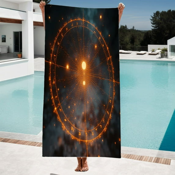 Celestial Pattern Beach Towel - Vibrant Cosmic Design for Women Perfect for Pool Bath and Travel - Soft & Absorbent