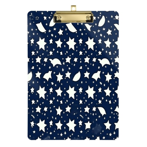 Celestial Patterns Design 12.5x9in Clipboard, Durable Acrylic with Metal Clip and Wall Hook for Office or Classroom