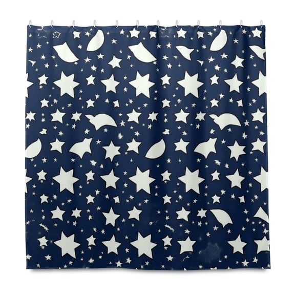 Celestial Patterns Design 72x72 Waterproof Shower Curtain Liners Durable Metal C-Hooks Fade-Proof Thermal Print Anti-Splash