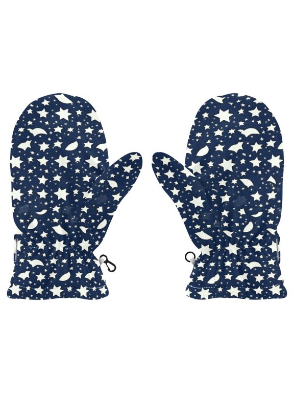 Celestial Patterns Design Cold Weather Mittens Cozy Gloves with Adjustable Fit Perfect for Outdoor Fun