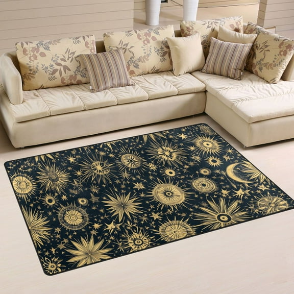 Celestial Patterns Soft Polyester Area Rug 31''x20'', Non Slip, Memory Foam, Water Absorbent