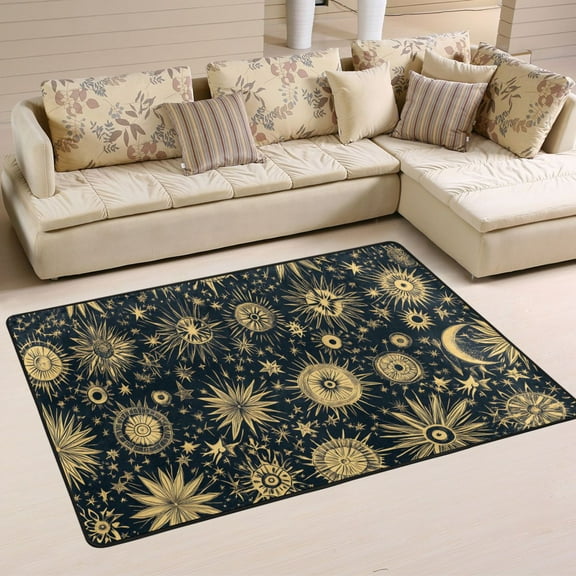Celestial Patterns Soft Polyester Area Rug 36''x24'', Non Slip, Memory Foam, Water Absorbent
