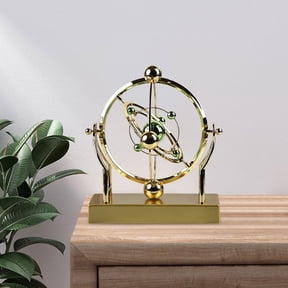 Celestial Perpetual Motion Rotating Ornament - Gold Atom Planet Model Smart Ornament - Cosmic Kinetic Art for Office Desk & Home Decor(Gold)