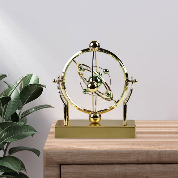 Celestial Perpetual Motion Rotating Ornament - Gold Atom Planet Model Smart Ornament - Cosmic Kinetic Art for Office Desk & Home Decor(Gold)