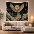 thumbnail image 1 of Celestial Phoenix with Full Moon on Starry Night Sky, Mystical Illustration for Dark Academia Fans, Mythical Bird Art Decor, Halloween Gift Tapestry Wall Hanging for Bedroom and Living Room, 1 of 7