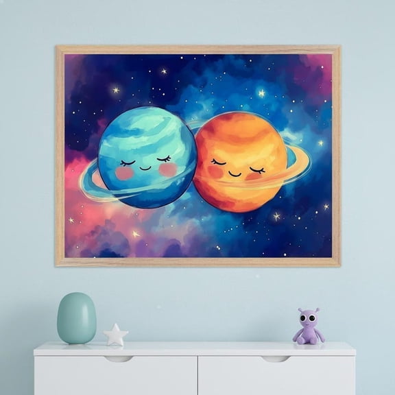 Celestial Planets Style Wall Art Outer Space Nursery Decor Whimsical Solar Unframed Paper Print
