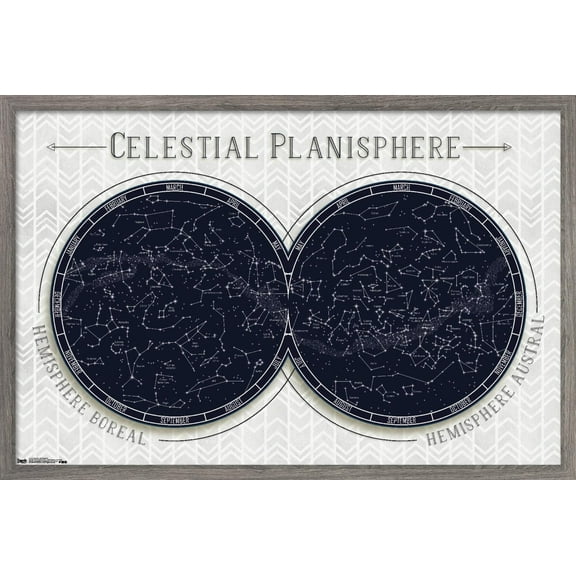 Celestial Planisphere Wall Poster, 22.375" x 34", Framed