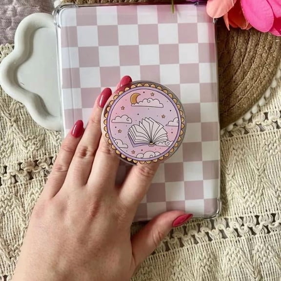 Celestial Purple Magnetic Grip, MagSafe Pop Grip, Purple, Bookish, Reading, Moon Phone, Gift for Her