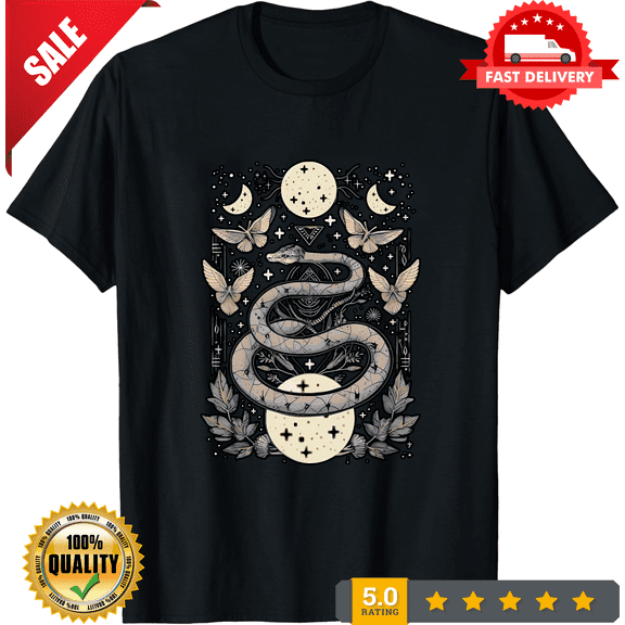 Celestial Reptile and Moon Magic Graphic Shirt, Mystical Nature Aesthetic Tee, S-3XL, ULTRA LIMITED-TH69175