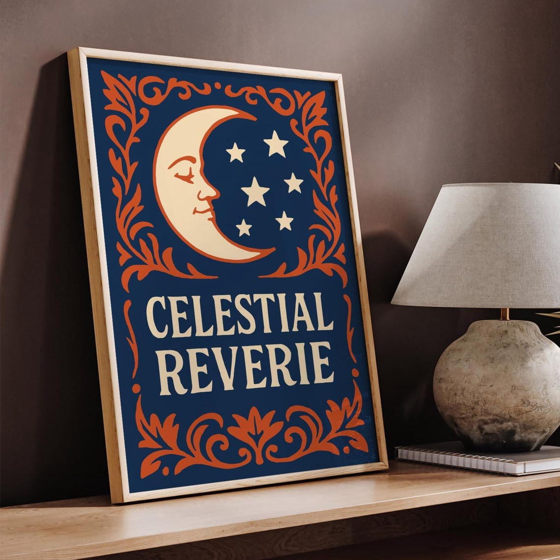 Celestial Reverie Moon Poster Mystical Night Sky Decor, Unframed Canvas ...
