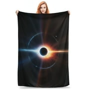 Celestial Scene: Black Hole Accretion Flannel blanket lightweight and comfortable bed blanket soft cover blanket suitable for all seasons