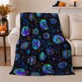 thumbnail image 1 of Celestial Sea Shells, Festive Halloween Scene, Warm Flannel Blanket for Beach House and Living Room with Detailed Artwork, Art Lovers Halloween Gift, Festive Home Decor, 1 of 9