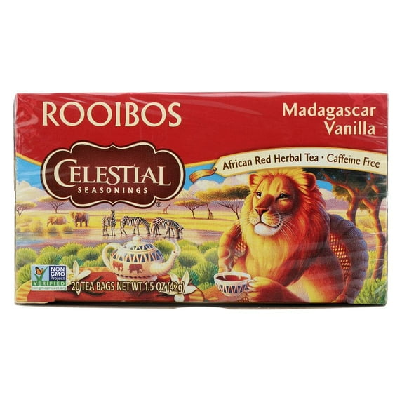 Celestial Seasonings African Red Rooibos Herbal Tea, Madagascar Vanilla, 20 Tea Bags, 3 Pack