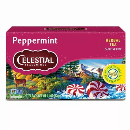 Celestial Seasonings Caffeine Free Peppermint Natural Herbal Tea Bags, 20 Count