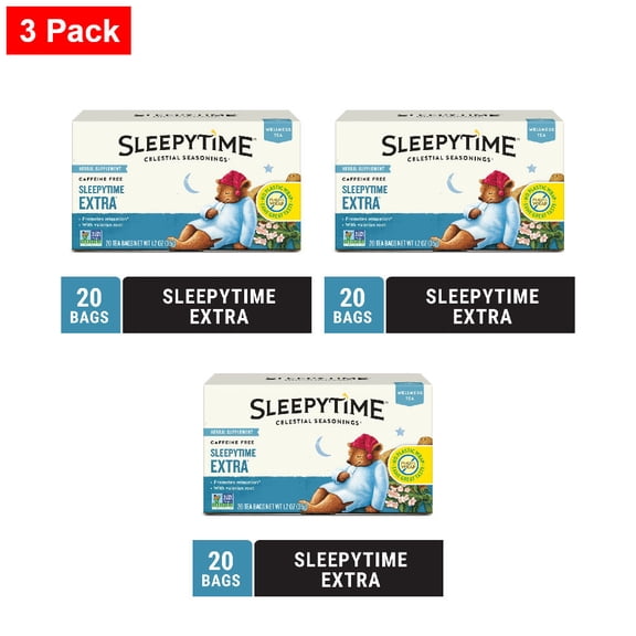 Celestial Seasonings Caffeine Free Sleepytime Wellness Extra Tea 20 ct - 3 Pack