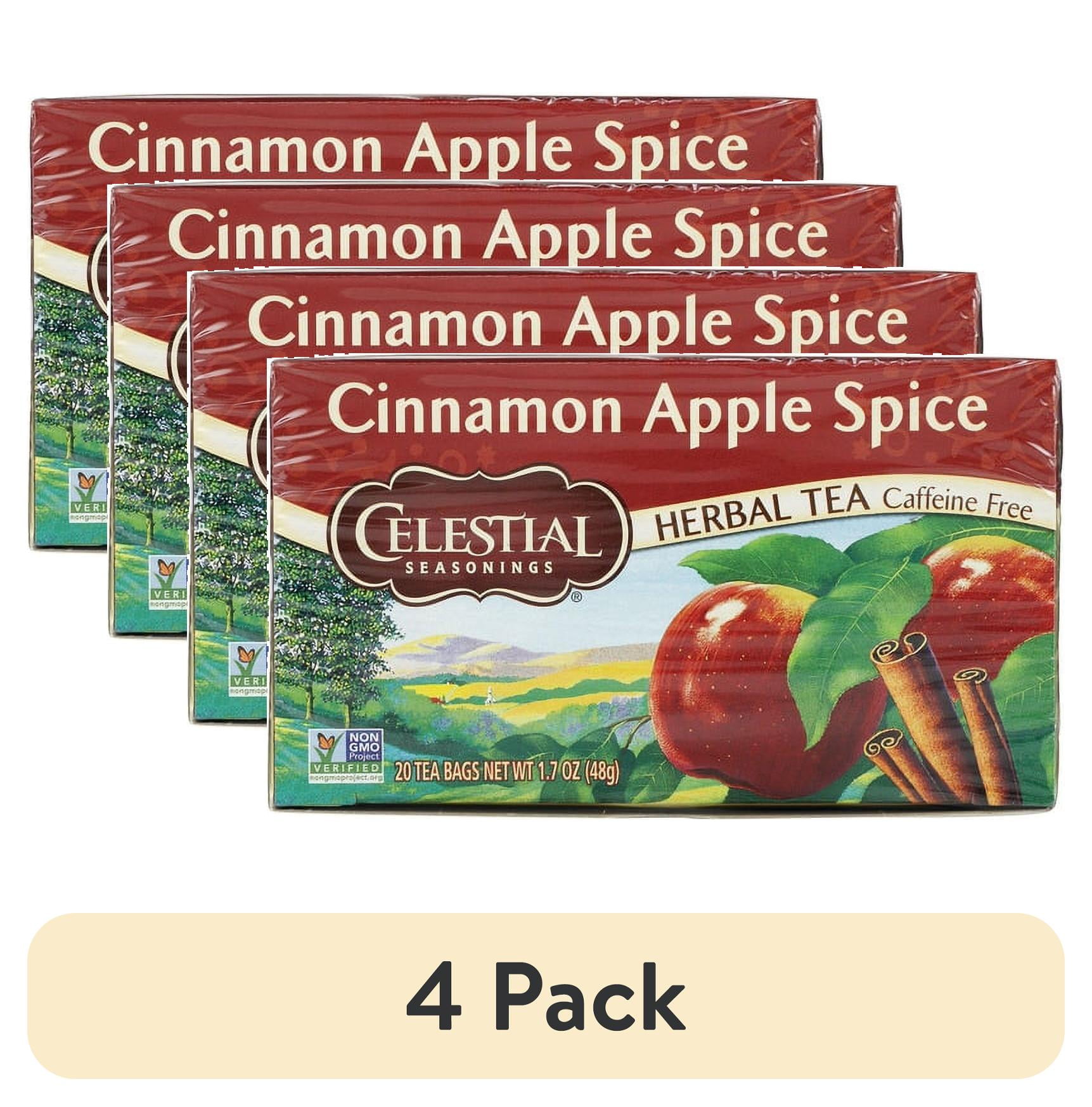(4 pack) Celestial Seasonings Cinnamon Apple Spice CaffeineFree Herbal Tea Bags, 20 Count
