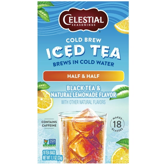 Celestial Seasonings Cold Brew Half & Half Lemonade Iced Black Tea Bags, 18 Count