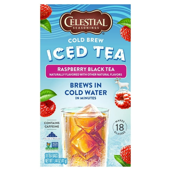 Celestial Seasonings Cold Brew Iced Tea, Raspberry Black Tea, 18 Count (Pack Of 6) Packaging May Vary