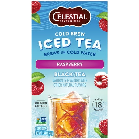 Celestial Seasonings Cold Brew Raspberry Black Iced Tea Bags, 18 Count