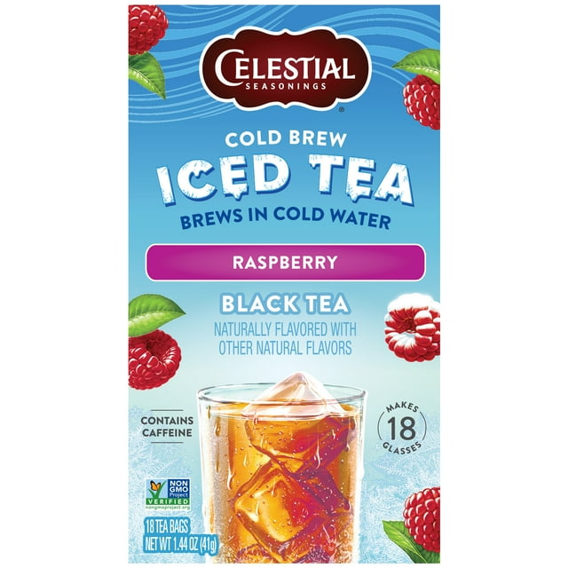 Celestial Seasonings Cold Brew Raspberry Black Iced Tea Bags, 18 Count