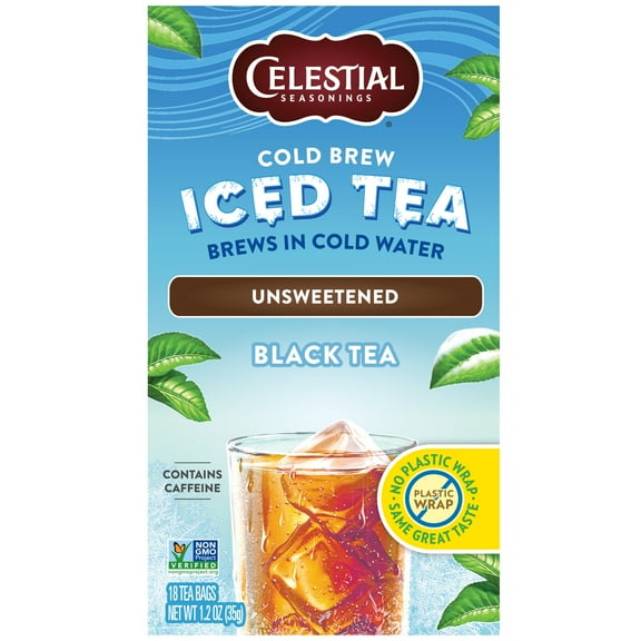 Celestial Seasonings Cold Brew Unsweetened Iced Black Tea Bags, 18 Count
