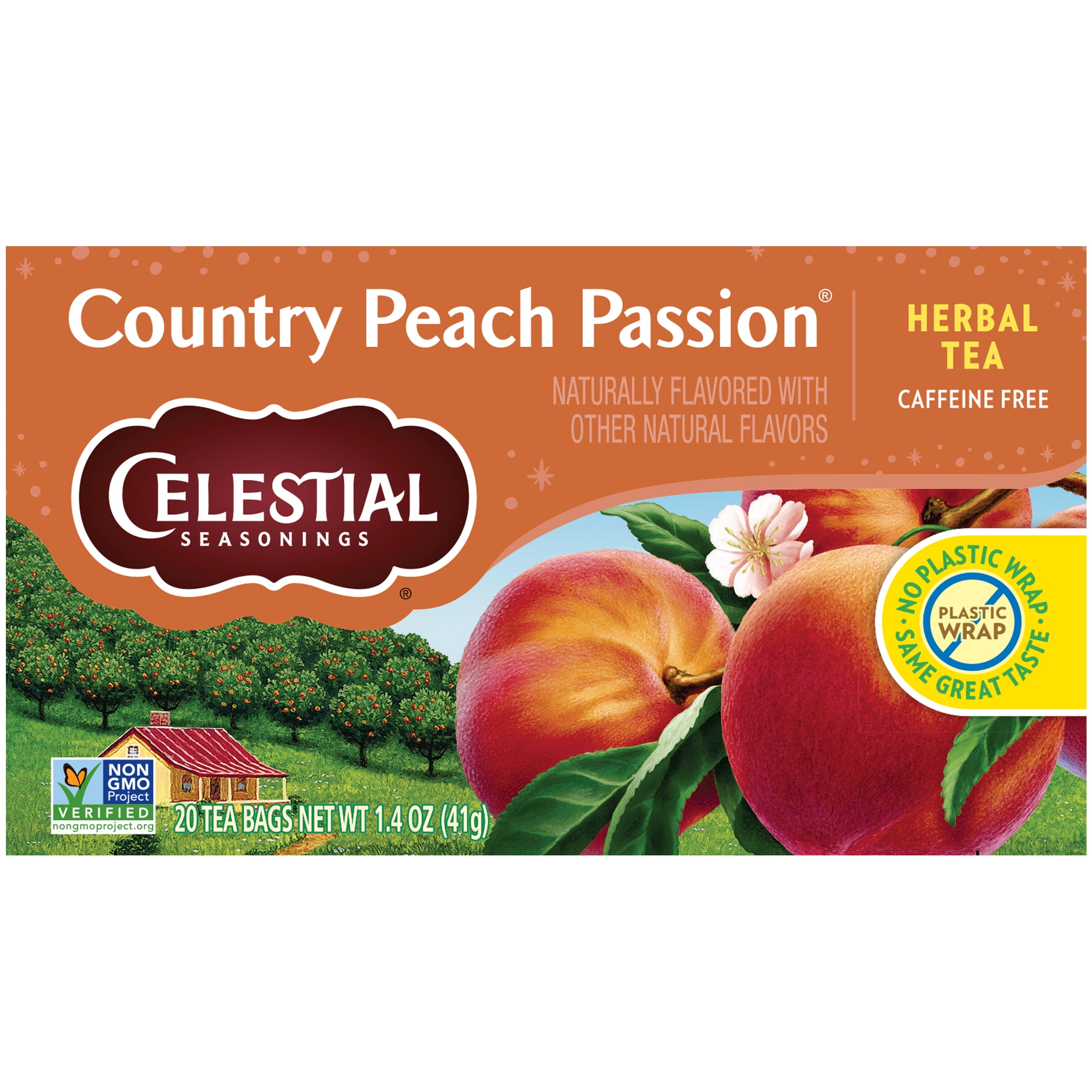 Celestial Seasonings Herbal Tea Bags Caffeine Free Country Peach Passion 20 Count - 1.4 Oz