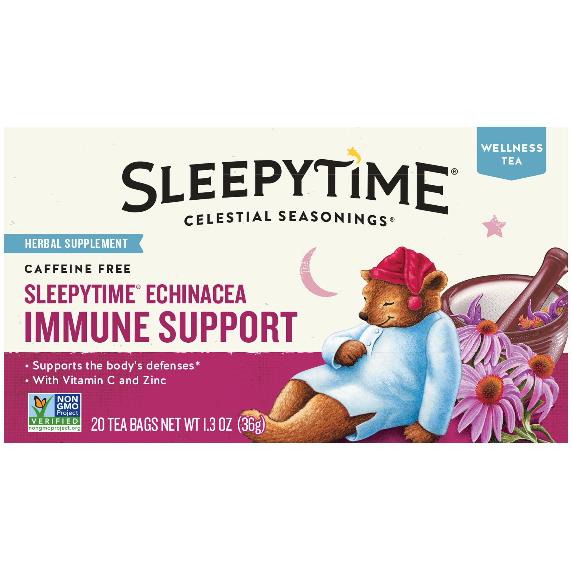 Celestial Seasonings Sleepytime Wellness Echinacea Immune Support Herbal Tea Bags (20 Count)