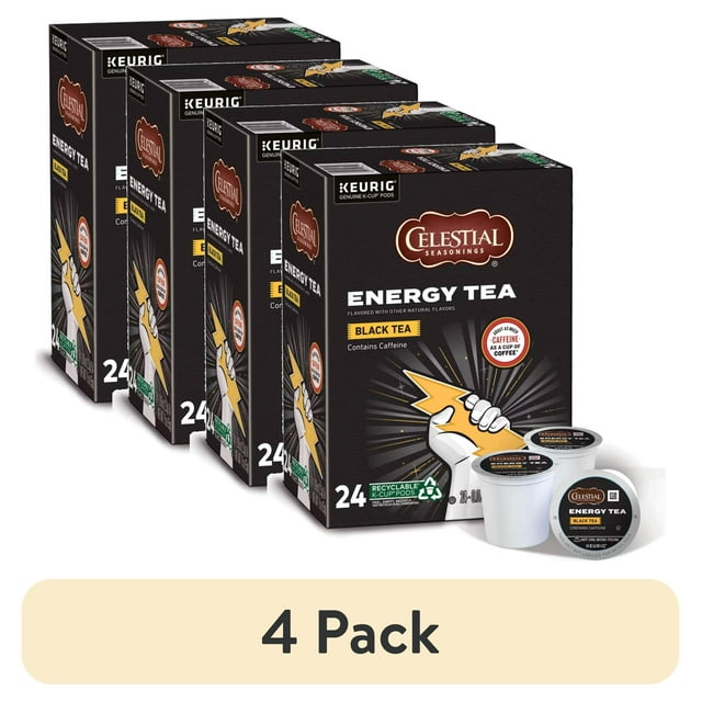 (4 pack) Celestial Seasonings Energy Black Tea Keurig KCup Tea Pods
