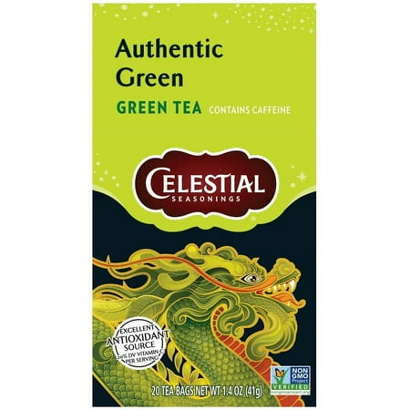 Celestial Seasonings Green Tea Authentic Contains Caffeine 20 Tea Bags - 6 Pack