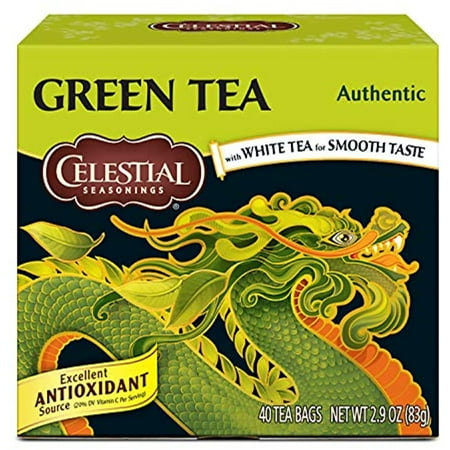 Celestial Seasonings Green Tea, Authentic, Contains Caffeine, 40 Count (Pack Of 6)