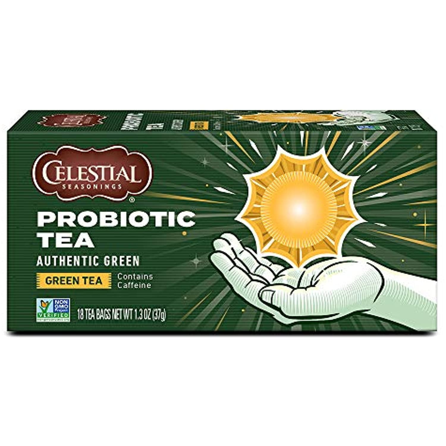 Celestial Seasonings Green Tea, Authentic Green, Contains Caffeine, 18 Tea Bags (Pack Of 6)
