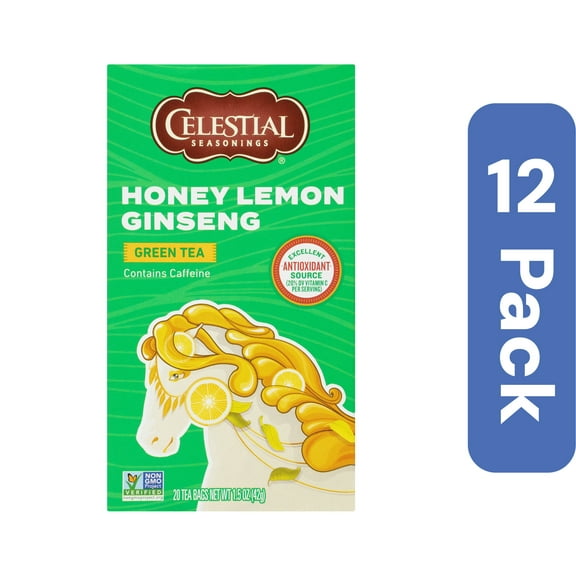 Celestial Seasonings Green Tea Honey Lemon Ginseng 20 Bags (Pack Of 12)