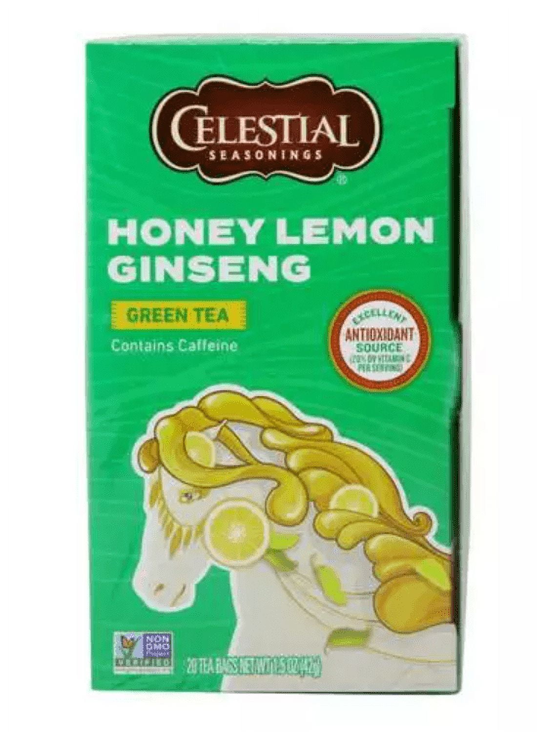 Celestial Seasonings Green Tea Honey Lemon Ginseng 20 Tea Bags Pack of 4