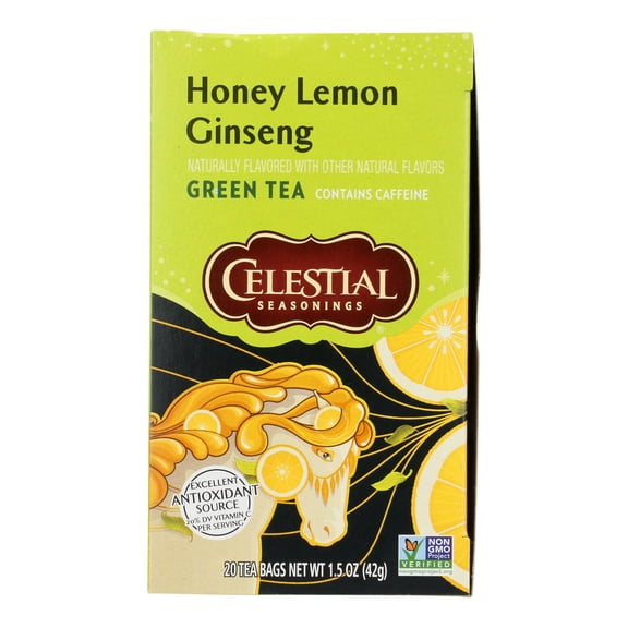 Celestial Seasonings - Green Tea Honey Lemon Ginseng with White Tea - 20 Tea Bags - Case of 6