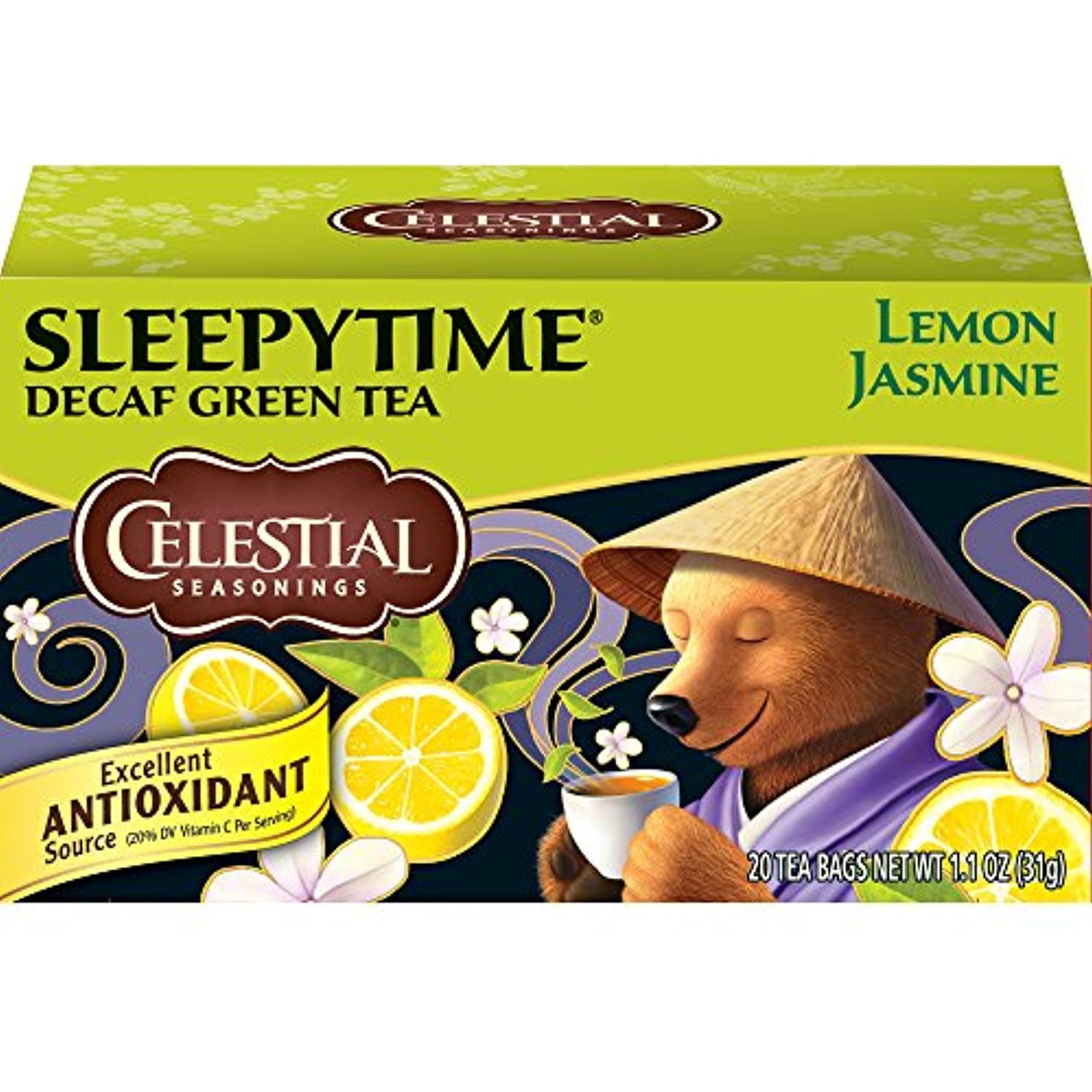 Celestial Seasonings Green Tea, Sleepytime Decaf Lemon Jasmine, 20 Count