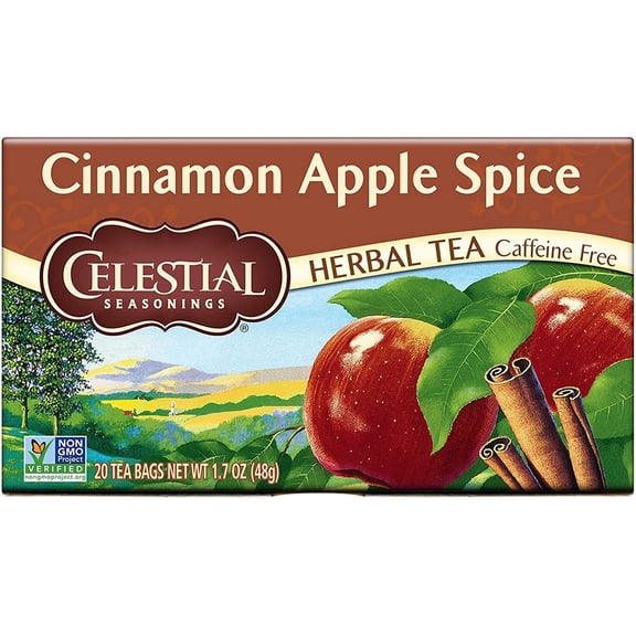 Celestial Seasonings Herbal Tea Caffeine Free Cinnamon Apple Spice 20 Tea Bags.