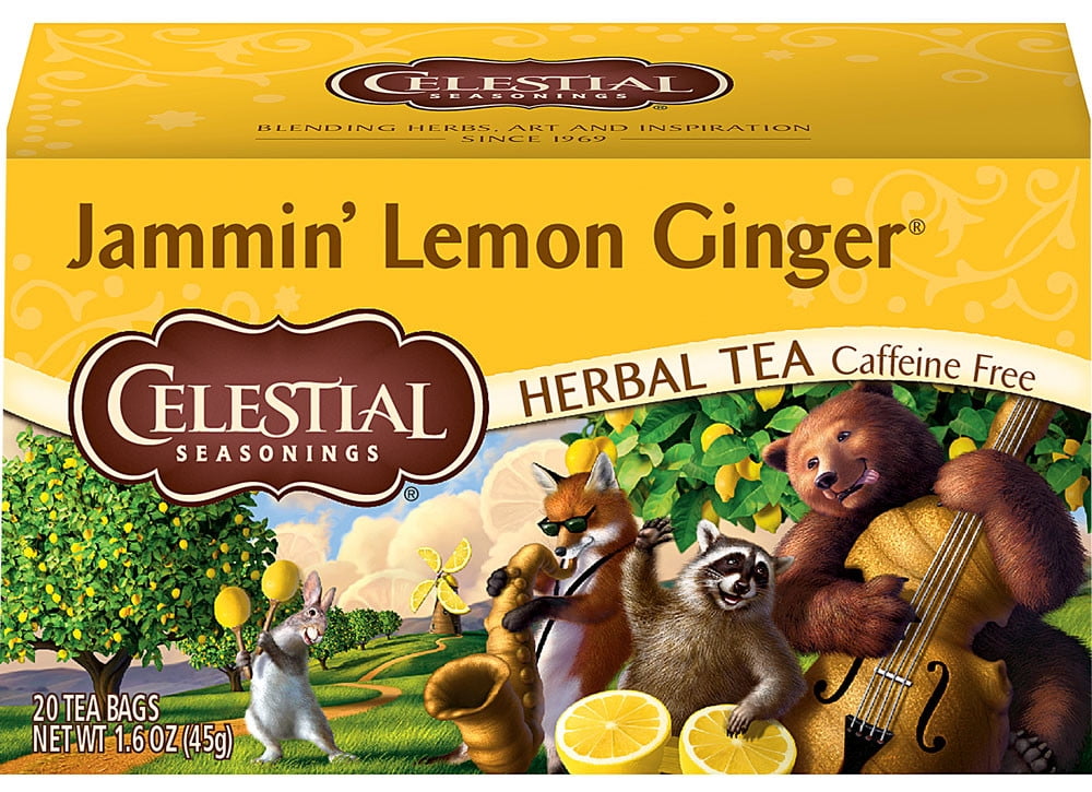 Celestial Seasonings Herbal Tea Caffeine Free Jammin Lemon Ginger -- 20 Tea Bags