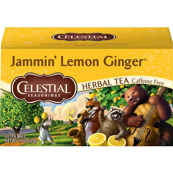 Celestial Seasonings Herbal Tea Caffeine Free Jammin Lemon Ginger -- 20 Tea Bags