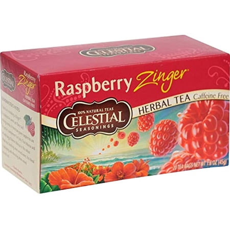 Celestial Seasonings Herbal Tea Caffeine Free Raspberry Zinger - 20 Tea Bags - Case Of 6
