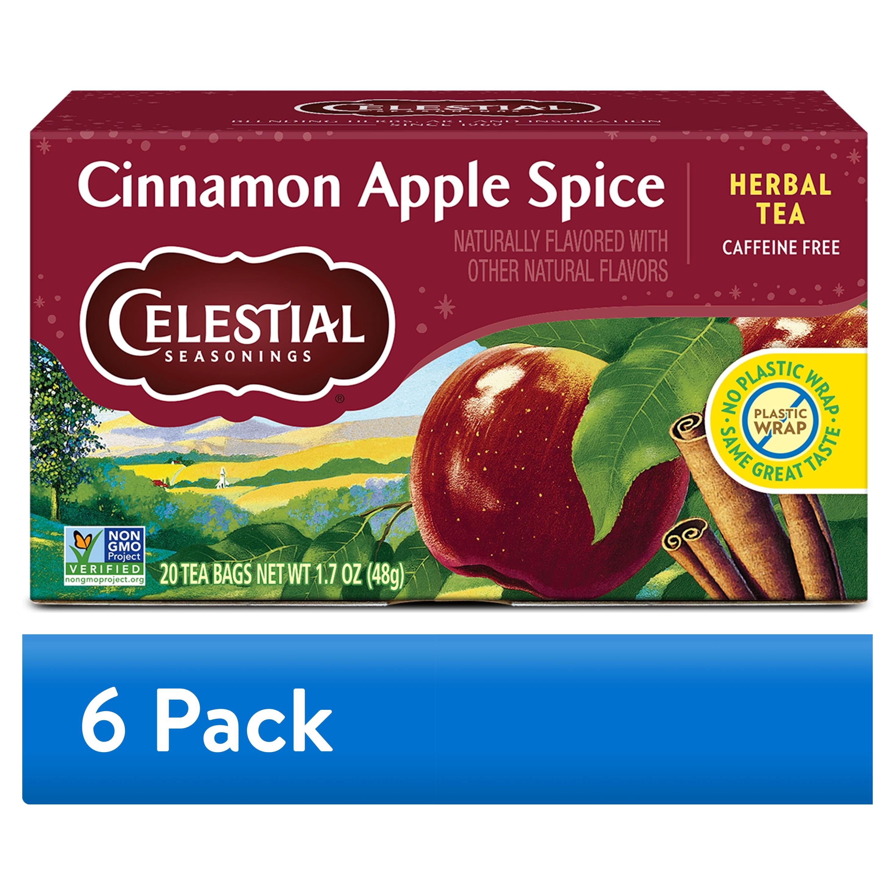 (6 pack) Celestial Seasonings Cinnamon Apple Spice Caffeine-Free Herbal Tea Bags (20 Count)