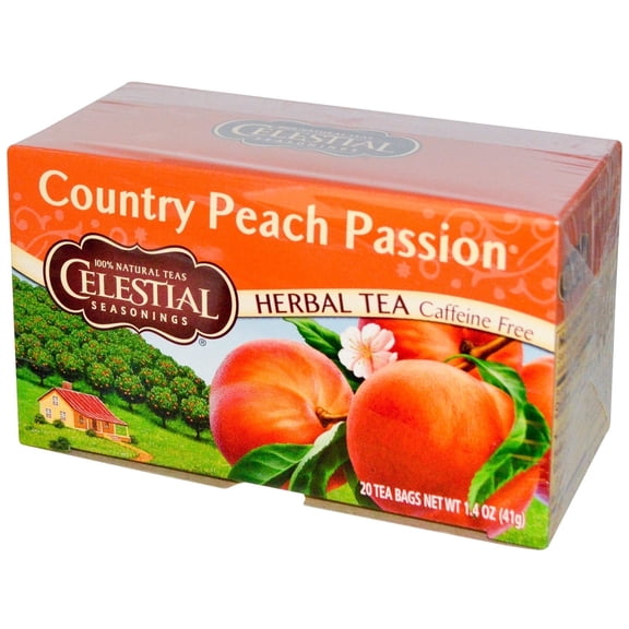 Celestial Seasonings Herbal Tea Country Peach Passion Caffeine Free 1.4 oz 20 Tea Bags Pack of 2