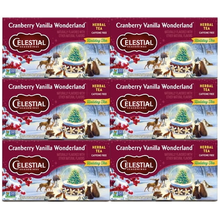 Celestial Seasonings Herbal Tea, Cranberry Vanilla Wonderland, 18 Count (Pack Of 6)