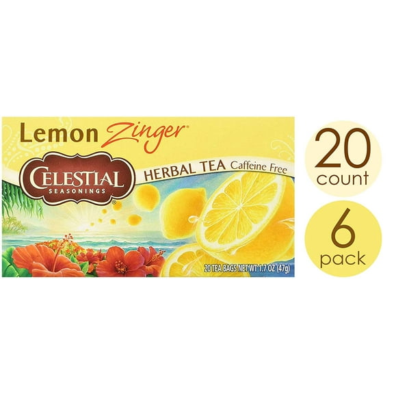 Celestial Seasonings Herbal Tea, Lemon Zinger, 20Count (Pack of 6)